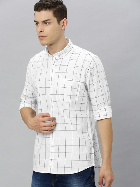 

Mast & Harbour Men White & Black Slim Fit Checked Casual Shirt