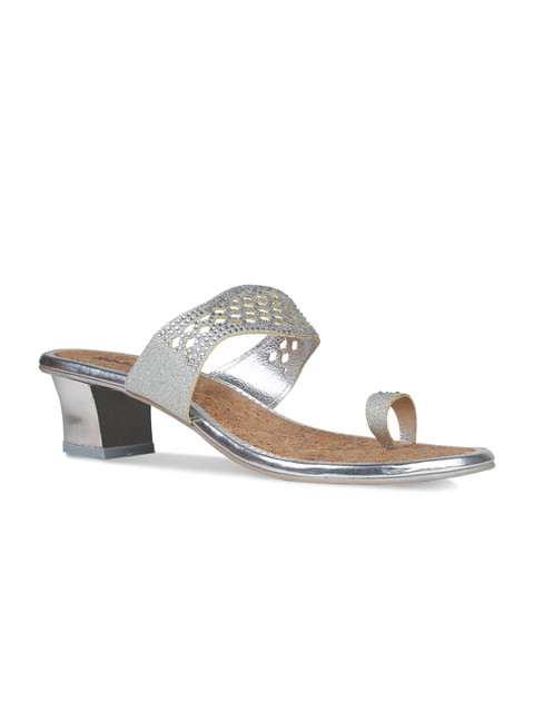 

Rocia Women Silver-Toned Embellished Block Heels