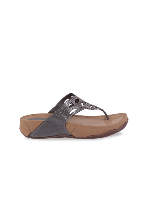 

Rocia Women Gunmetal-Toned Solid Sandals, Metallic