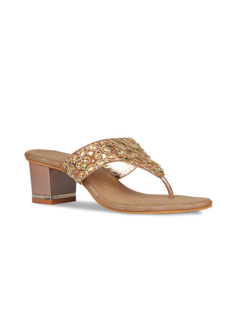 

Rocia Women Champagne Embellished Block Heels