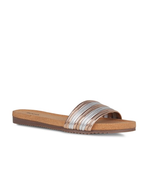 

Rocia Women Champagne & White Colourblocked Open Toe Flats