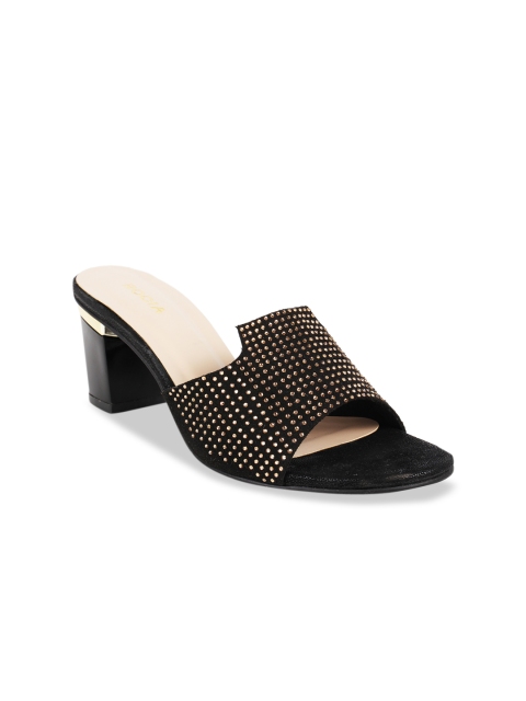

Rocia Women Black & Gold-Toned Embellished Block Heels