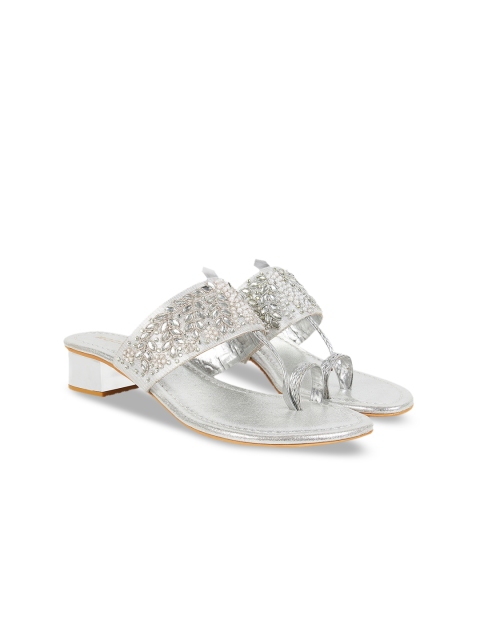

Rocia Women Silver-Toned Embellished Block Heels
