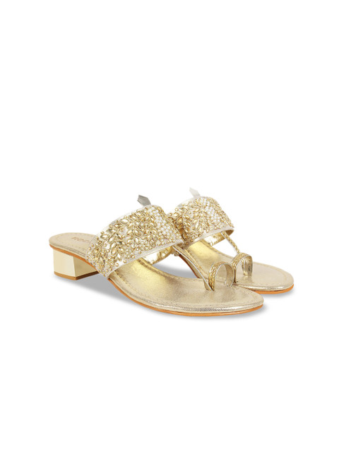 

Rocia Women Gold-Coloured Embellished Block Heels