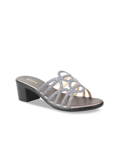 

Rocia Women Gunmetal-Toned Embellished Sandals, Metallic