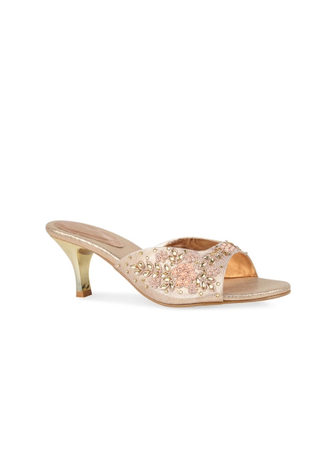 

Rocia Women Champagne Embellished Heeled Mules