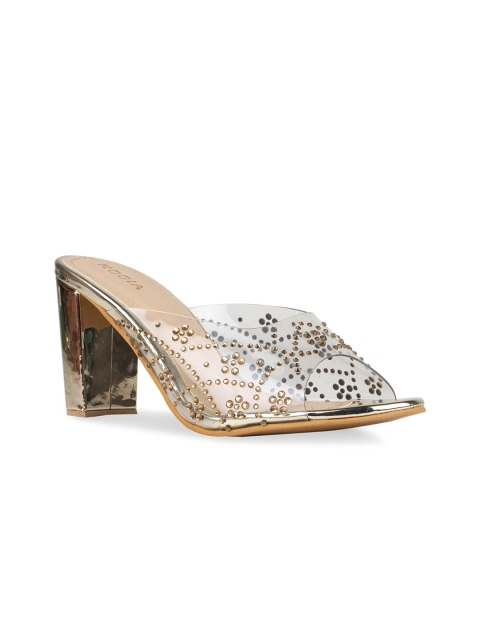 

Rocia Women Transparent & Gold-Toned Embellished Mules