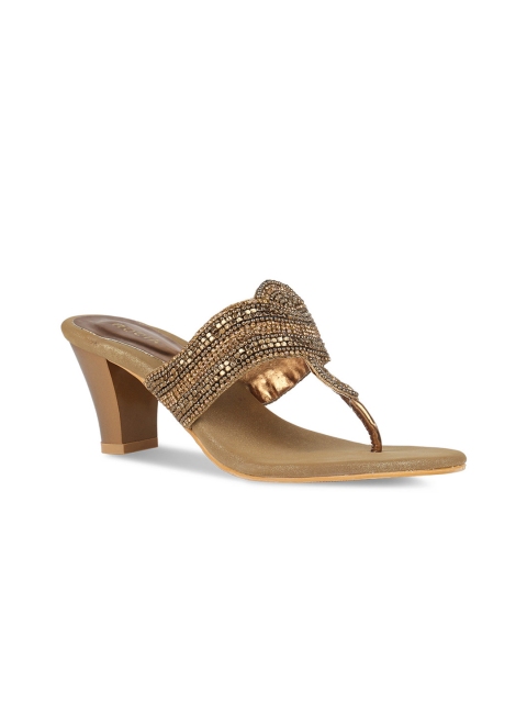 

Rocia Women Gold-Coloured Embellished Block Heels