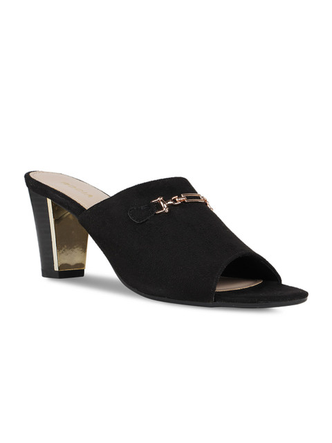 

Rocia Women Black & Gold-Toned Solid Block Heels