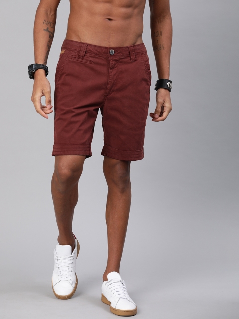 

Roadster Men Maroon Solid Regular Fit Chino Shorts