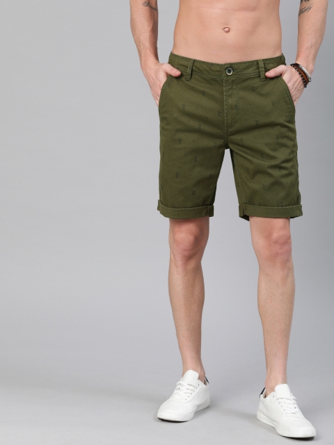 

Roadster Men Olive Green Printed Regular Fit Chino Shorts
