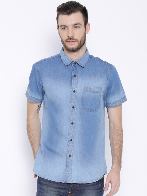 

People Blue Washed Slim Fit Denim Shirt