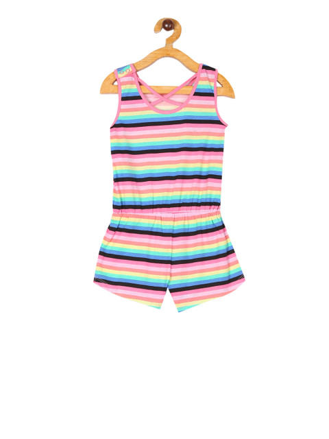 

The Childrens Place Girls Pink & Blue Printed Playsuit