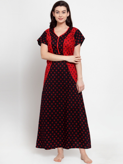 

Secret Wish Red & Black Printed Nightdress