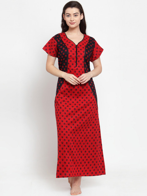 

Secret Wish Red & Black Printed Nightdress