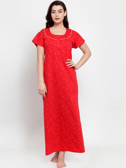 

Secret Wish Red & Black Printed Nightdress