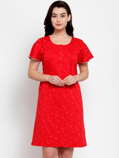 

Secret Wish Red & White Printed Sleep Shirt