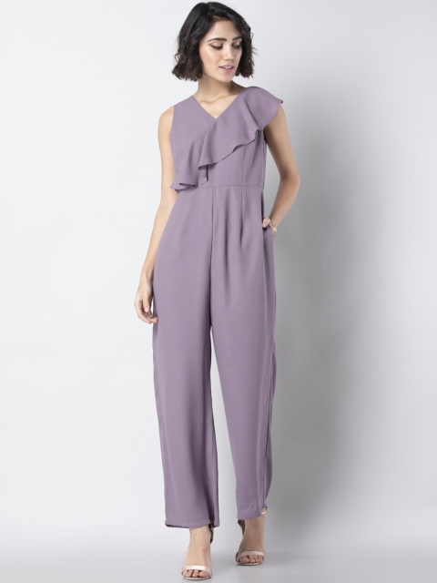 

FabAlley Women Lavender Solid Diagonal Ruffle Jumpsuit