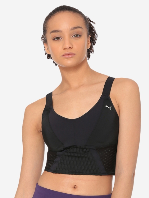 

Puma Black Solid Non-Wired Lightly Padded Cosmic Crop TZ Sports Bra 51737901