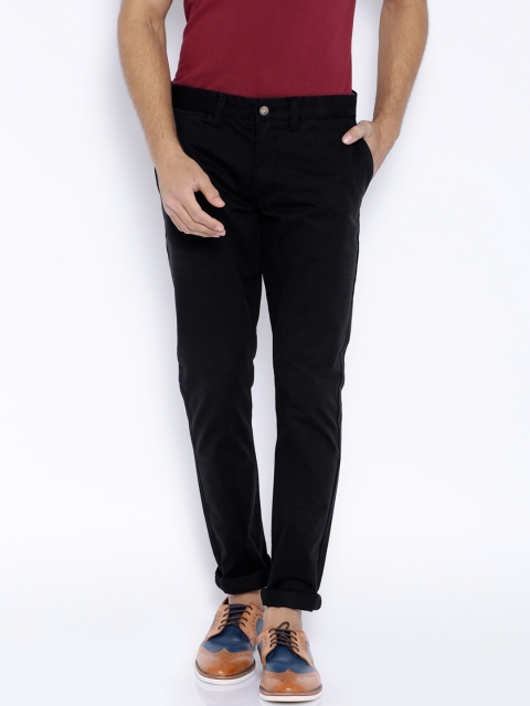 

People Black Slim Fit Casual Trousers