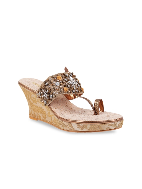 

Rocia Women Copper-Toned Embellished Wedges