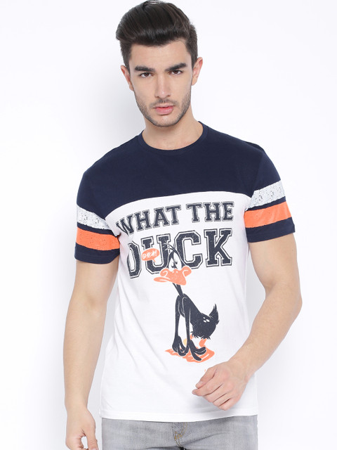 

People White & Navy Printed T-shirt