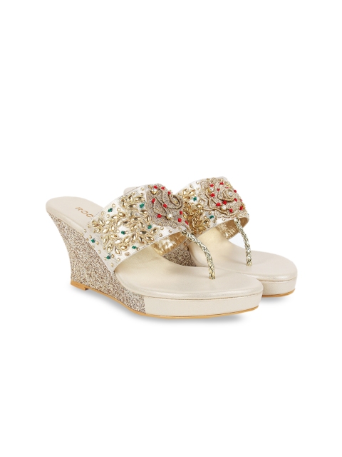 

Rocia Women Gold-Toned Embellished Wedges