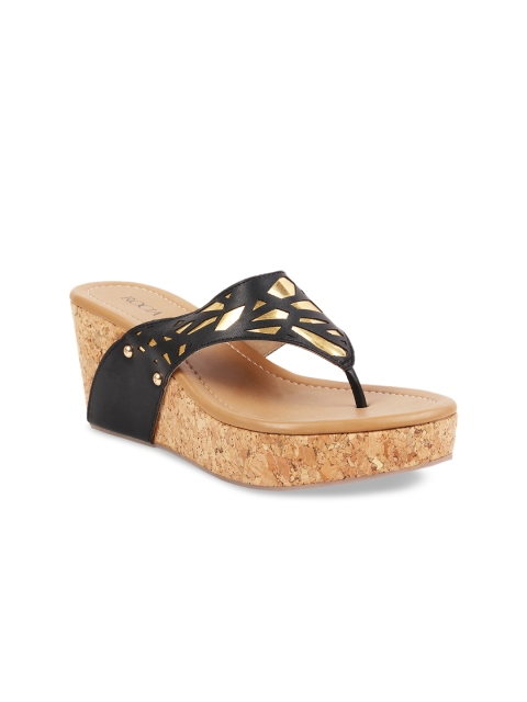 

Rocia Women Black & Gold-Toned Embellished Wedges