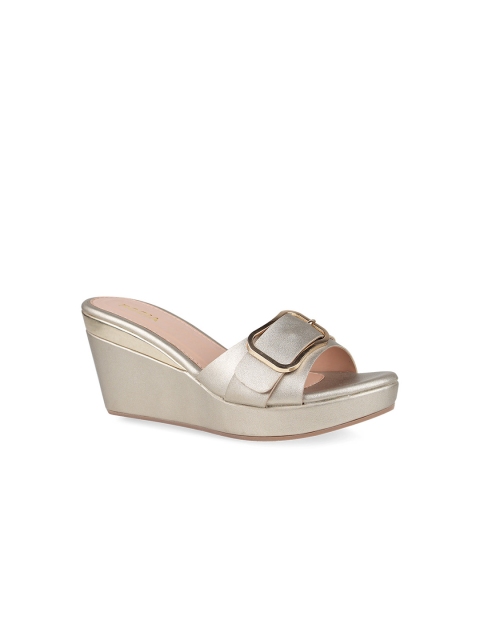 

Rocia Women Gunmetal Heeled Mules With Buckle Detail, Metallic