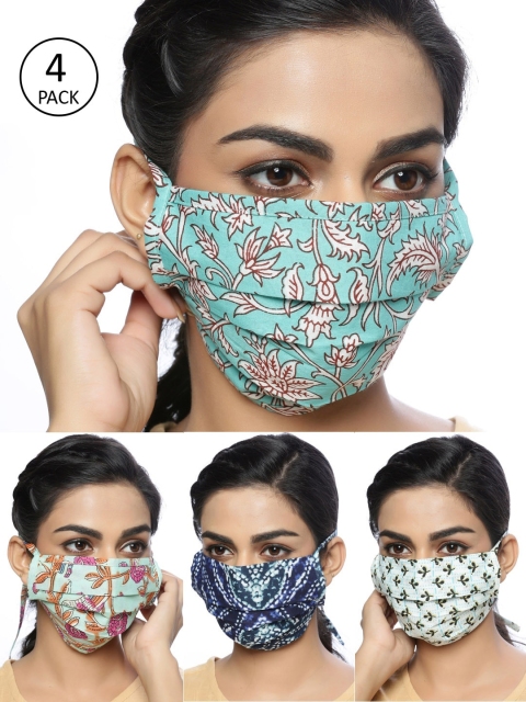 

Rain & Rainbow Unisex 4 Pcs 2-Ply Reusable Cloth Masks, Blue