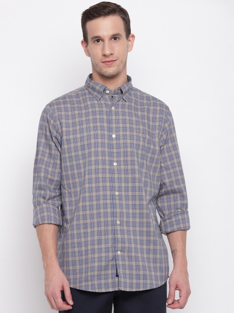 

GANT Men Blue & Beige Regular Fit Checked Casual Shirt