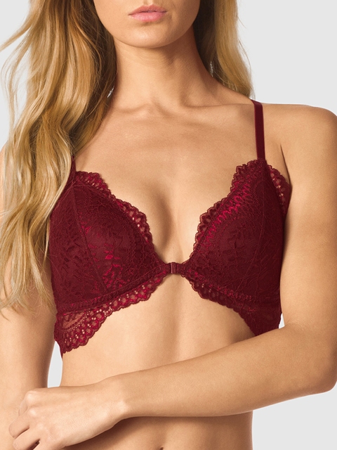 

La Senza Maroon Lace Non-Wired Lightly Padded Bralette Bra 11150379-92Q1