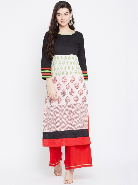 

Tulsattva Women Black & White Printed Kurta with Palazzos