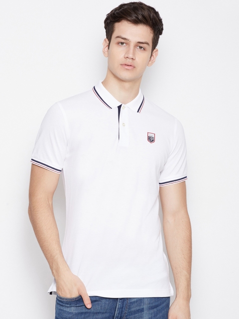 

GANT Men White Solid Polo Collar T-shirt