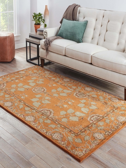 

Jaipur Rugs Orange & Green Floral Hand-Tufted Pure Wool Carpet