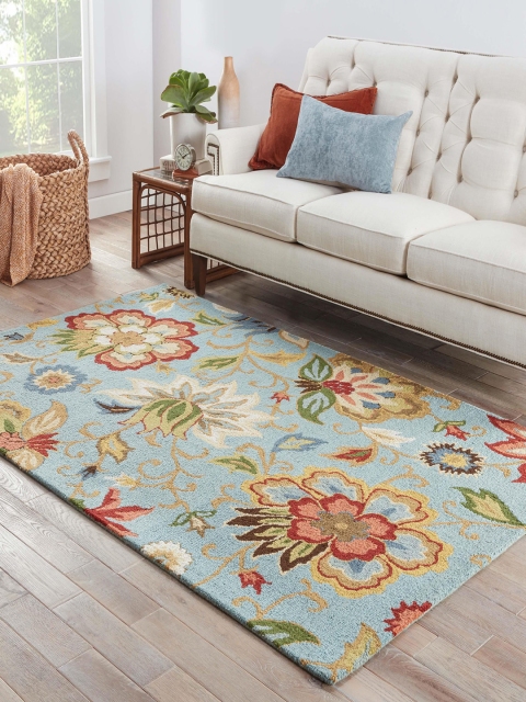 

Jaipur Rugs Blue & Green Floral Hand-Tufted Pure Wool Carpet