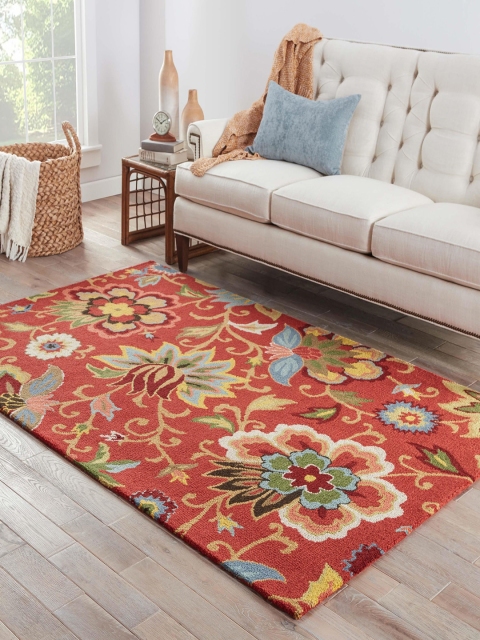 

Jaipur Rugs Red & Green Floral Hand-Tufted Pure Wool Carpet