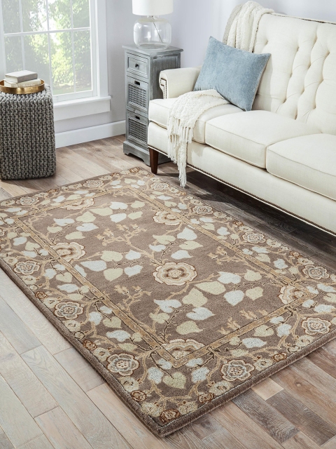 

Jaipur Rugs Brown & Beige Floral Hand-Tufted Pure Wool Carpet