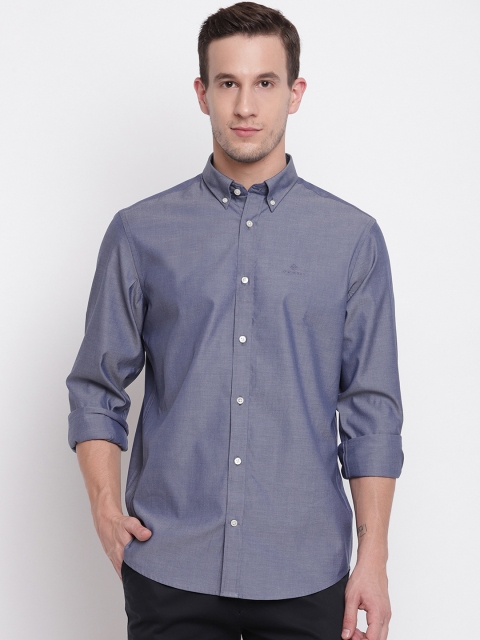 

GANT Men Blue Regular Fit Solid Casual Shirt