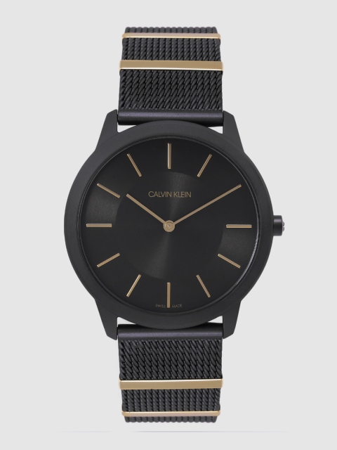 

Calvin Klein Men Black Swiss Made Minimal SB G Analogue Watch K3M514Z1