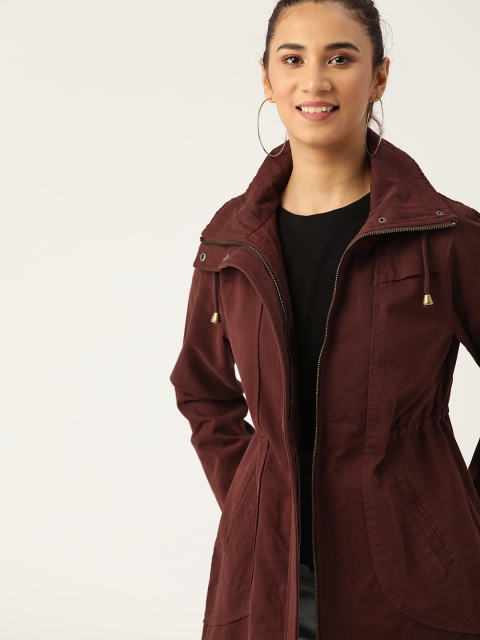 

DressBerry Women Burgundy Solid Longline Tailored Jacket