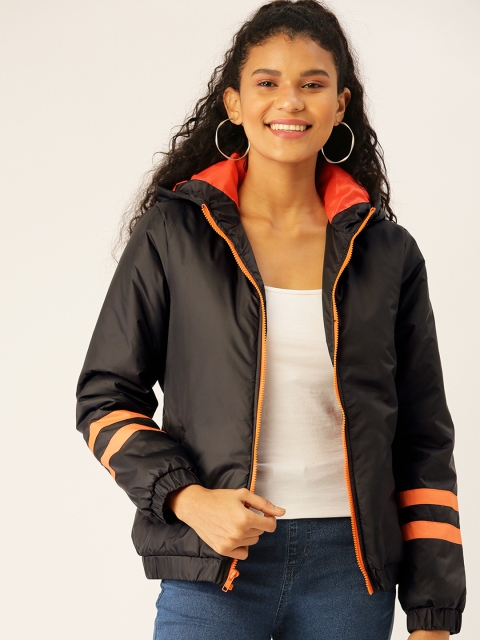 

DressBerry Women Black Solid Hooded Padded Jacket