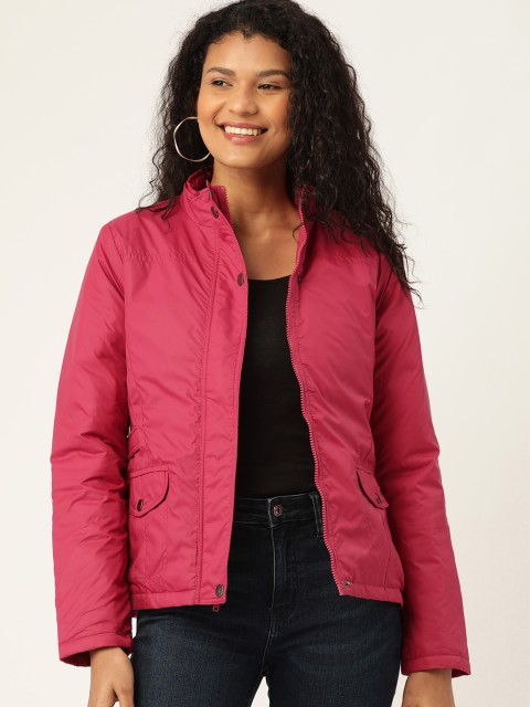 

DressBerry Women Pink Solid Padded Jacket