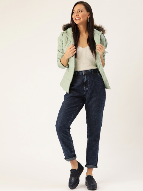 

DressBerry Women Green Solid Hooded Parka Jacket