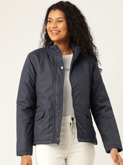 

DressBerry Women Navy Blue Solid Padded Jacket