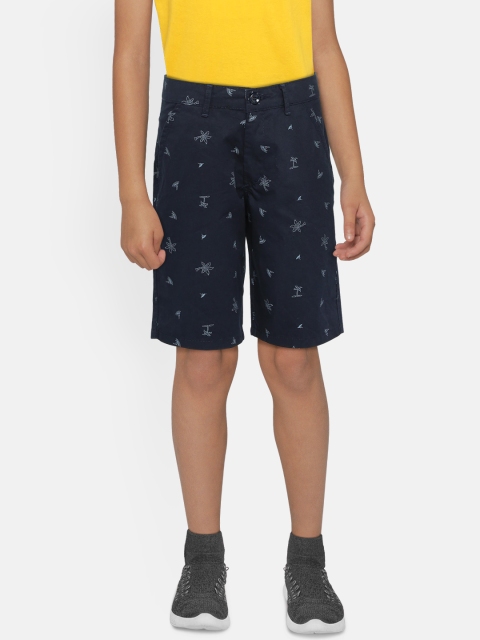 

chopper club Boys Navy Blue Printed Regular Fit Chino Shorts