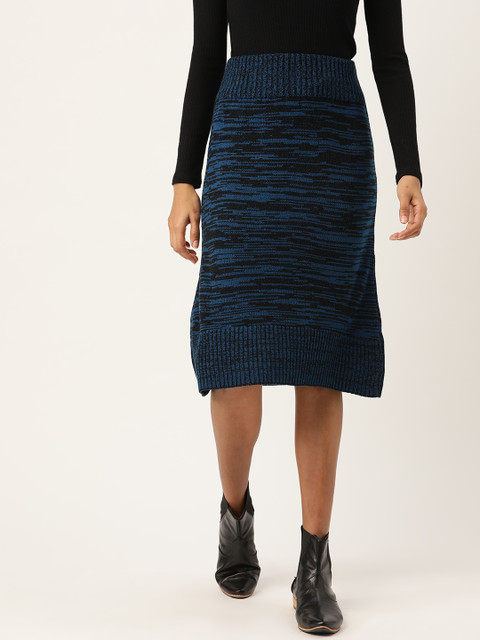 

DressBerry Women Blue Self Design A-Line Winter Skirt