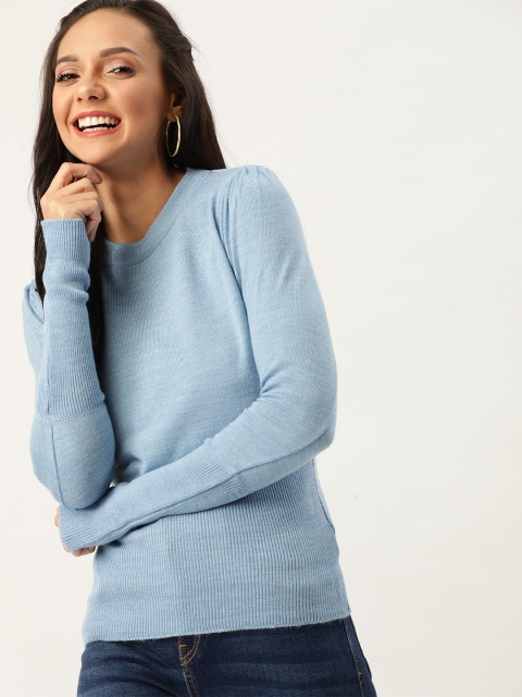 

DressBerry Women Blue Solid Pullover Sweater
