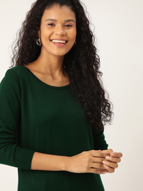 Women Green Solid Pullover Sweater