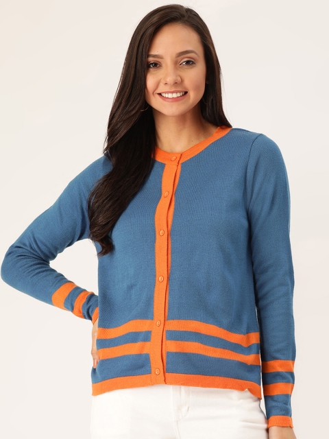 

DressBerry Women Blue Solid Cardigan Sweater